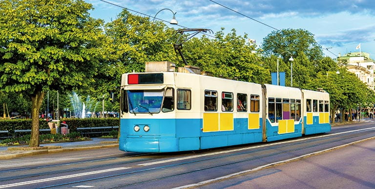 A vintage tram in Gothenburg, Sweden